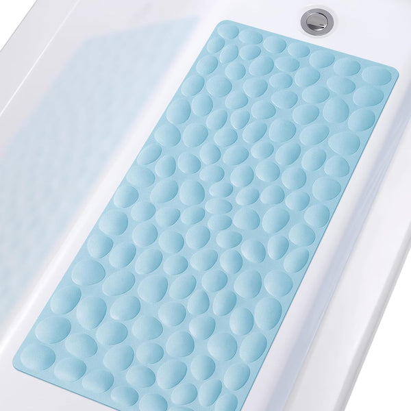 OTHWAY Non-Slip Bathtub Mat - Soft Rubber Bathroom Bathmat with Strong Suction Cups (Lake Blue, 16x31.5 inch)