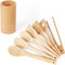 Kitchen Utensils Set of 8 PCS, 12 Inches Bamboo Wooden Cooking Spoon & Spatula Tools for Non-Stick Cookware (Bamboo)