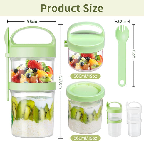 31oz 2 Pack,Dual-Layer LUXEAR Large Overnight Oats Containers with Lids and Spoons Plastic Yogurt Parfait Cups Salad
