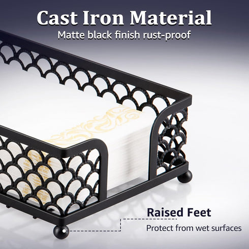 MOLEDINO Guest Towel Napkin Holder for Bathroom, Disposable Paper Hand Towel Holder Tray Metal Black Dinner Napkin