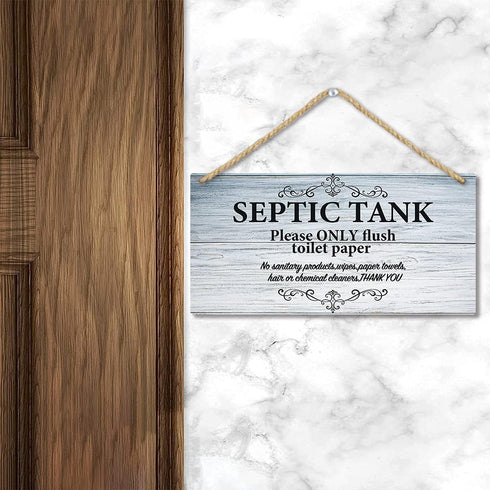 TOARTI Bathroom Quote Wood Sign, 12.5x25cm, Hanging Wall Art for Septic Tank Toilet Notes