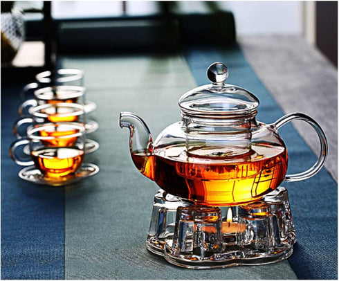 Sun's Tea Universal Solid Crystal Glass Teapot Warmer, Tealight Warmer, Candle Never Flames Out