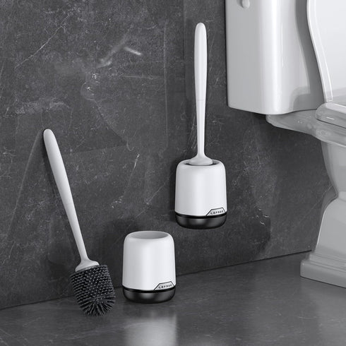 2 Pack Set Lefree Silicone Toilet Bowl Brush and Holder with Ventilated Holder, Floor Standing & Wall Mounted Toilet