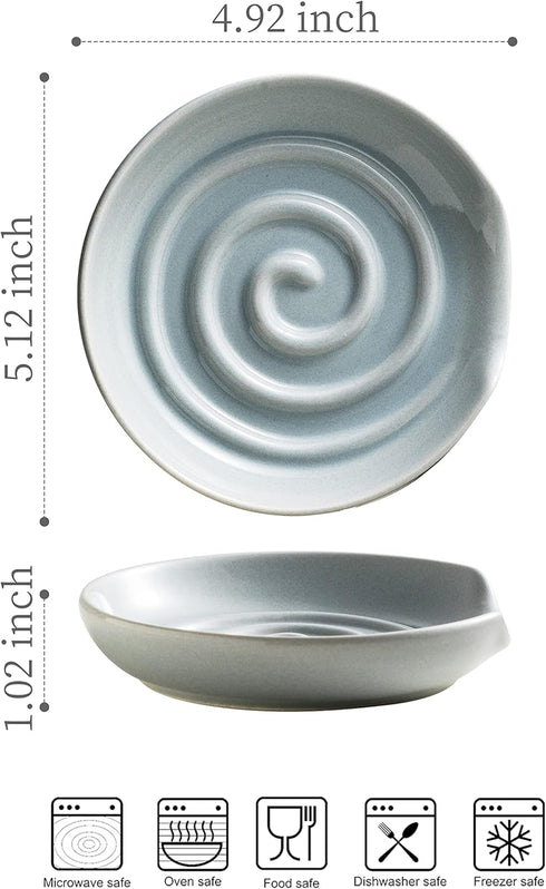 Spoon Rest with Swirl Shape, Cooking Utensils Holder for Spatula, Coffee Spoon, Light Gray Kitchen Accessory