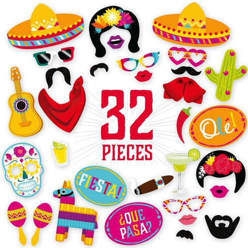 Fiesta Photo Booth Props by PartyGraphix - Perfect Mexican Decor for Fiesta Party Decorations