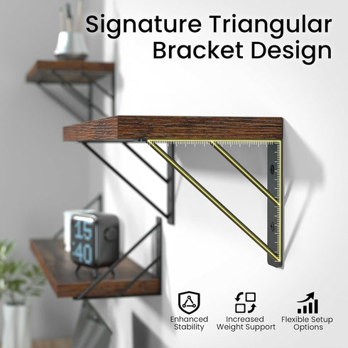 23-in BAYKA Floating Wall Shelves, Rustic Wood Wall Shelves for Bedroom, Bathroom, Kitchen & Living Room, Display Shelf