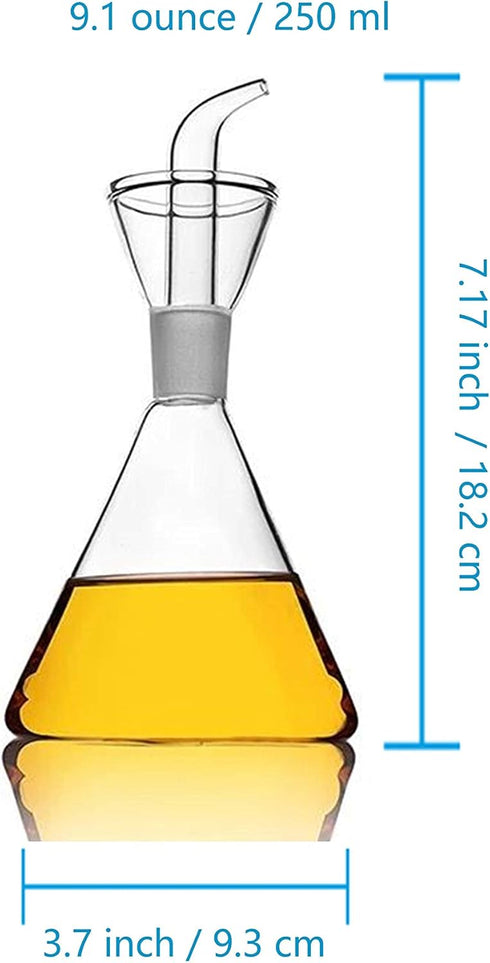 HAIZEEN 9 oz Glass All-Purpose Cruet - Glass Oil Decanter and Cruet (Cone-9 oz, Smooth Surface)
