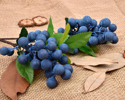 4 DS. DISTINCTIVE STYLE Artificial Blueberries Pieces Lifelike Faux Fruit Berries Fake Flowers for Decoration (Blue)