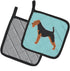 Caroline's Treasures BB3685PTHD Welsh Terrier Checkerboard Blue Pair of Pot Holders, 7 1/2 x 7 1/2