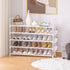 5 33.3in 11.2in 35.6in 20-25 OYREL Tier Shoe Organizer, Wide x Deep x Tall, Black Metal and Plastic Shoe Rack with Side