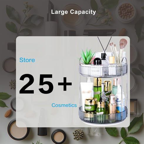 360 2 Counter Countertop 2 Rotating Makeup Organizer, Tier Lazy Susan Bathroom Organizer, Skincare Organizers, Spinning