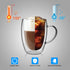 6 Pack 12oz 350ml LIBWYS Double Walled Coffee Cups Glasses Mugs, Espresso Cappuccino Latte Tea Cups with Handle, Heat