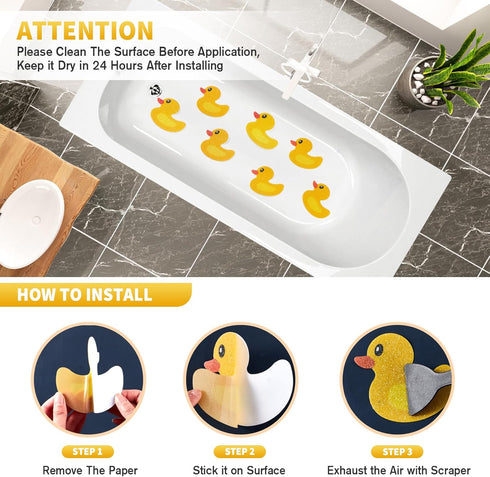 20 PCS Non Slip Bathtub Stickers, Cute Duck Creature Shower Stickers for Kids, Bathtub Non Slip and Adhesive Decals
