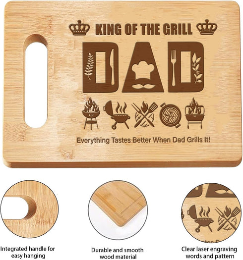 Wooden Chopping Board Gift for Dad, engraved cutting board with words of praise, kitchen gift for housewarming,