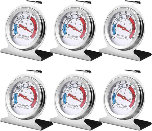 6PCS Large Dial Refrigerator Freezer Thermometer - Classic Series for Fridge Temperature Cooler