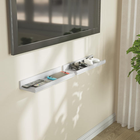 Set 2, 15.7 Inch Alsonerbay White Floating Shelves Wall Mounted of Modern White Shelves with Lip, Wood Wall Shelves