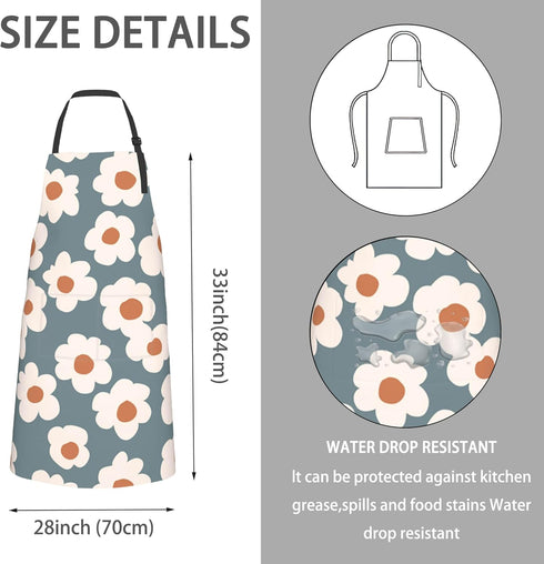 Apron, Kitchen Apron with 2 Pockets, Apron for Cooking Waitress Bistro Baking
