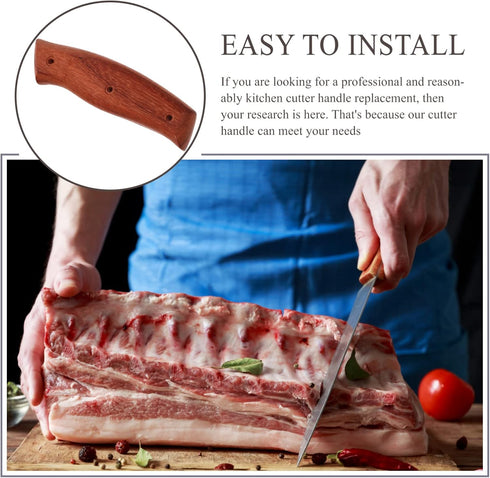 Zerodeko Kitchen Knife Replacement Handle, Wooden Knife Repair Handle with Nuts for Home (Dark Red)