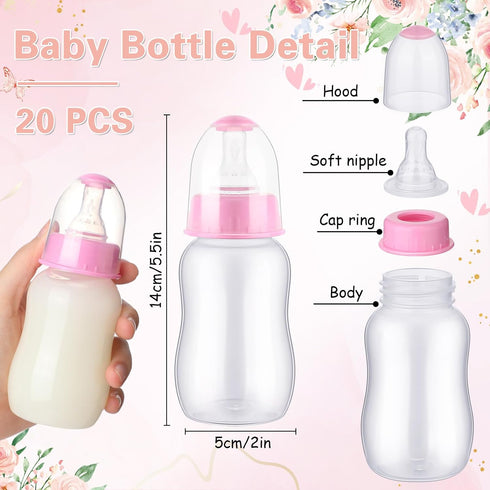 20 1 TrelaCo Bottle Chug Baby Shower Game Pcs Baby Bottles Shower Favor with Flowers Theme Sign for Gender Reveal Party