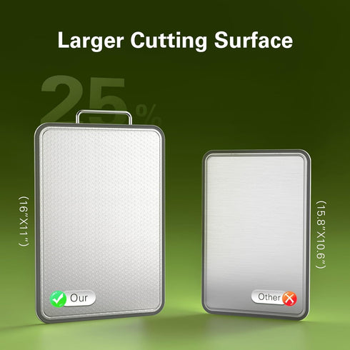 16''11'', 304 Stainless Steel Cutting Board Double Sided Steel Cutting Board for Meat, Vegetables & Fruits, Heavy Duty