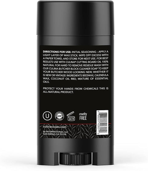 Culina Butcher Block Cutting Board Bamboo Conditioner Wax Stick | Best for Wood & Bamboo Conditioning & Sealing | Does NOT Contain Mineral Oil!