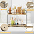 Aollewoiti 2-Tier Counter Countertop Corner Bathroom Organizer with Embedded Screw Holes, Secure & Stable Wood Vanity