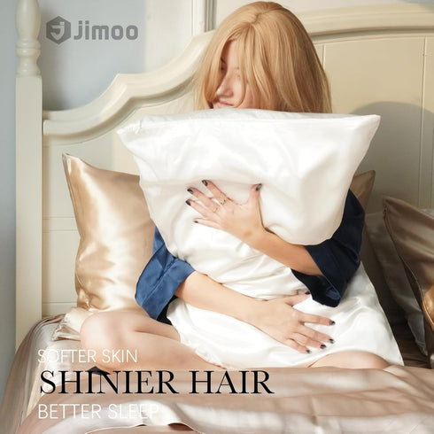 100% Mulberry Silk Pillowcase for Hair and Skin, 22 Momme Natural Silk Pillow Case with Zipper, Queen 20'' 30'' (White)
