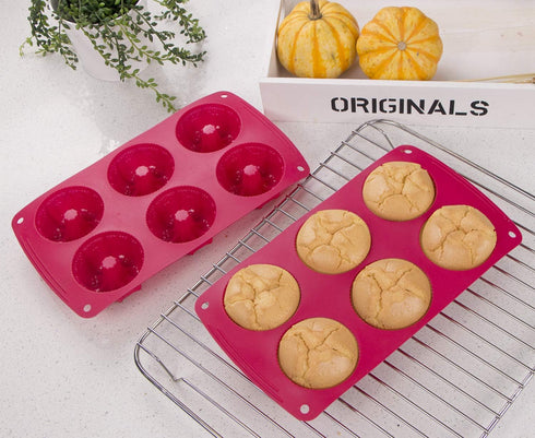 Webake Non-stick Silicone Mini Tube Cake Baking Pan, Fancy Fluted Tube Cake Pan, Pack of 2