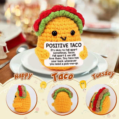 Positive Crochet Taco Birthday Gifts for Women Men Teacher Appreciation Mothers Day Graduation Gift Adult Kids Son Mom