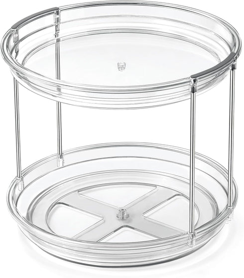 2 Tier Lazy Susan Turntable Organizer - 9.25'' Rotating Spice Rack for Kitchen, Pantry, and Bathroom Vanity