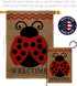 Welcome Ladybug Burlap Garden Flag - Double-Sided 12.5 x 18 Yard Decorations for Springtime Insect Wildlife