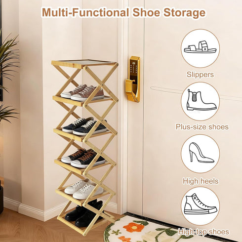 Closet Closet, (4 Simcat Shoe Rack for Bamboo Shoe Storage Freestanding Shoe Storage Shelf for Entryway, Front Door