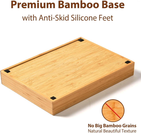 Umilife Bamboo Kitchen Drawer Organizer - 9 Inch Silverware Tray Holder for Small Drawers, Wood Caddy for Flatware