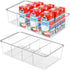 Clear Pantry Organizer Storage Bins, 2 Packs Plastic Removable Snack Organizer with 3 Dividers for Kitchen Cabinets