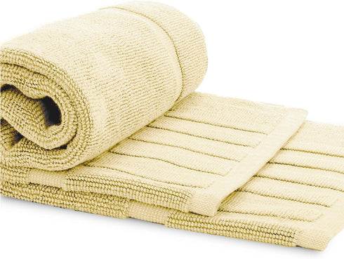 White Classic Luxury Bath Mat Set - 2 Pack Absorbent Cotton Hotel Spa Shower/Bathtub Mats 22"x34" | Beige