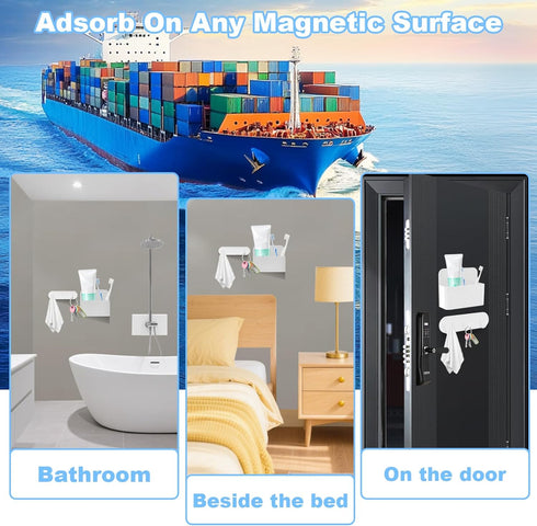 CTTZCKJ 2025- Magnetic Wall-Mounted Toothbrush Holder with Magnetic Hooks for Cruise Cruise Ship Essentials No Drilling