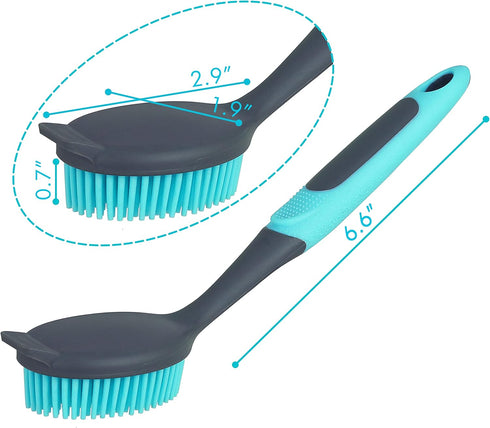 2-Pack PHYEX Dish Brush with Handle, Kitchen Dish Scrubber Soft Dishwashing Brush for Cleaning Pots, Pan, Sink