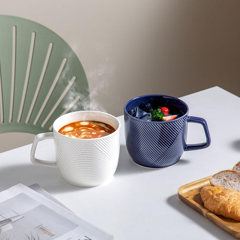 32 oz Extra Large Ceramic Coffee Mug: Oversized Soup Bowl with Handle for Cereal Tea Ice Cream - Navy Microwave Safe
