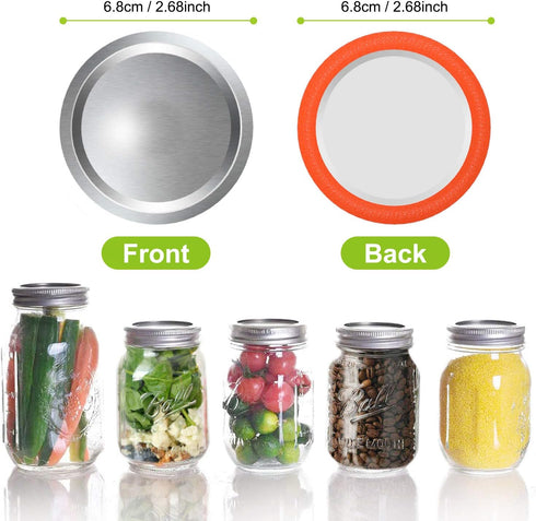 Mason Jar Lids Regular Mouth Canning Lid for Ball, Kerr Jars - 24-Count Split-Type with Airtight Seal
