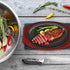 Steak Plate Griddle Pan Steak Bacon Pan: Steak Fry Pan Non Stick Stove Top Grilling Grill Veggies Fish Meats Steak Grill Pan With Wooden Tray 8 Inch Cast Iron Fajita Set by Yardwe