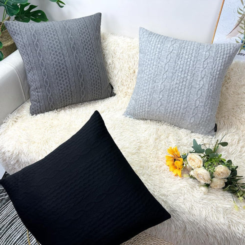 Booque Valley Black Pillow Covers, Pack of 2, Super Soft Elegant Stretchy Cushion Cases 18 x 18 inch