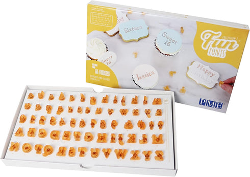 PME Fun Fonts Collection 2 Stamping Set, Letters & Numbers for Cookie & Cupcake (66 Pieces), Standard Transparent