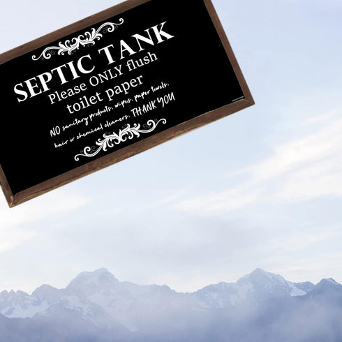 Bathroom Quote Wood Sign-Septic Tank Sign Hanging Signs 10 X 5 Inch, Toilet Rule Wooden Plaque for Restroom Door Decor