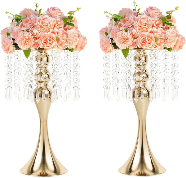 Metal Wedding Centerpieces for Table, Crystal Flower Stands, Wedding Road Lead Flower