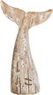 Nautical Home Decor - Wood Whale Tail Tabletop Statue, Decorative Rustic Sculpture for Ocean Beach Bathroom Shelf (8.5"