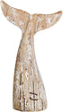 Nautical Home Decor - Wood Whale Tail Tabletop Statue, Decorative Rustic Sculpture for Ocean Beach Bathroom Shelf (8.5"