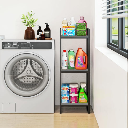 3 BYFU Tier Bathroom Storage Open Shelf, Freestanding Metal Corner Storage Rack Shelving Unit for Bathroom Kitchen