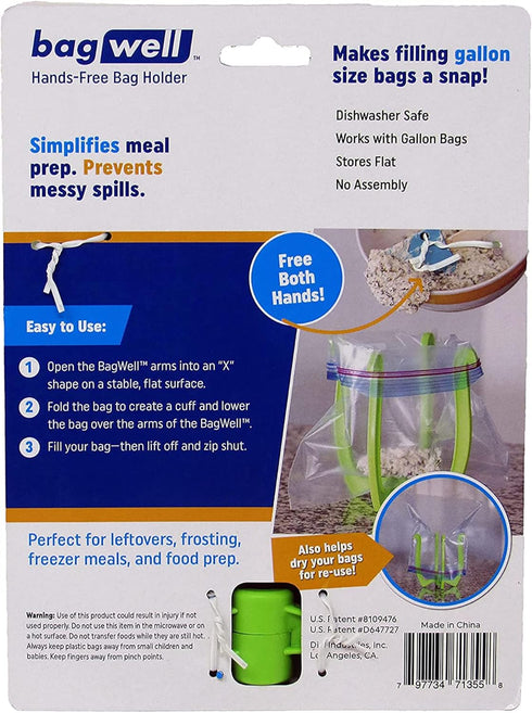 Bag Well Ziplock Bag Food Prep Holder Stand for Gallon Size Food Storage Bags