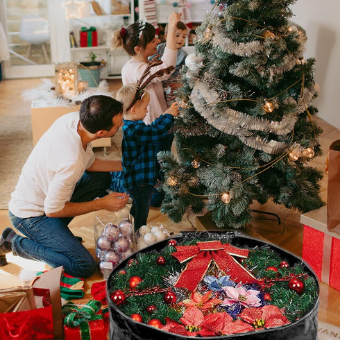 Propik Wreath Storage Bag 24" - Tear Resistant Holiday Container with Heavy Duty Handles and Transparent Card Slot, 24”