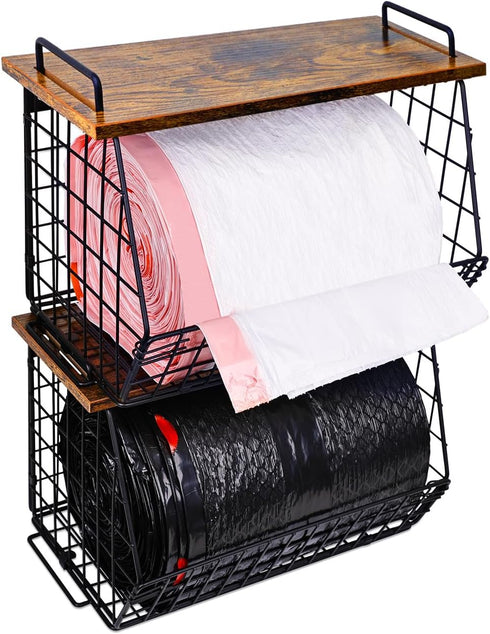 2 Pack Stackable Extra Large Trash Bag Holder Under Sink, Wall Mounted